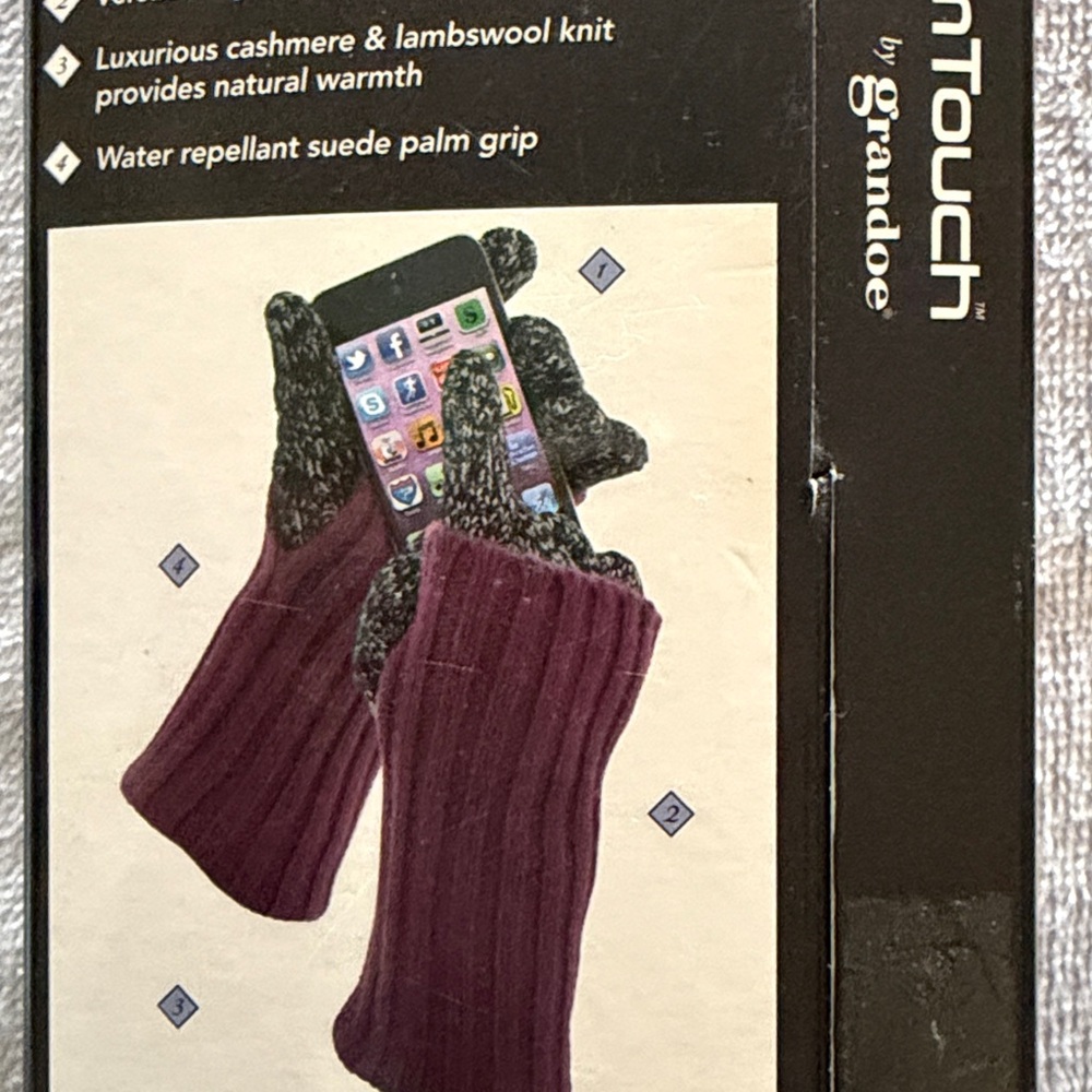 Grandoe Warm Touch Lambswool Cashmere Blend Knit Gloves New With Tags Medium